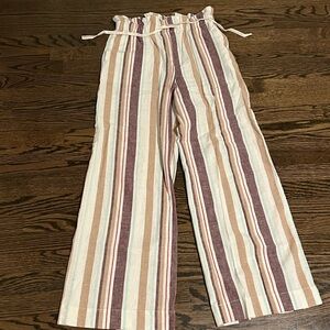 Abercrombie Wide Leg Striped Linen Pants (Medium)